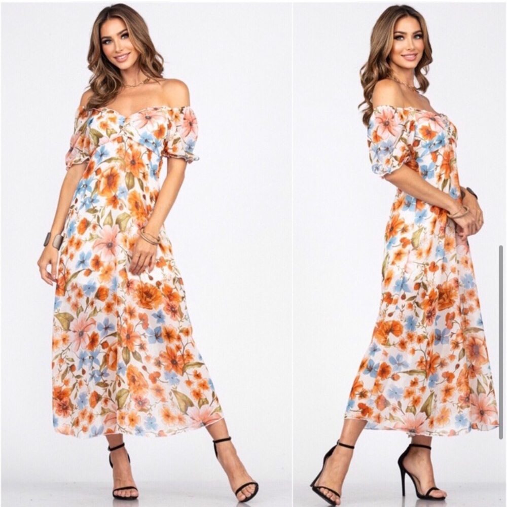 Beautiful empire waist spring summer floral maxi dress - Picture 4 of 5